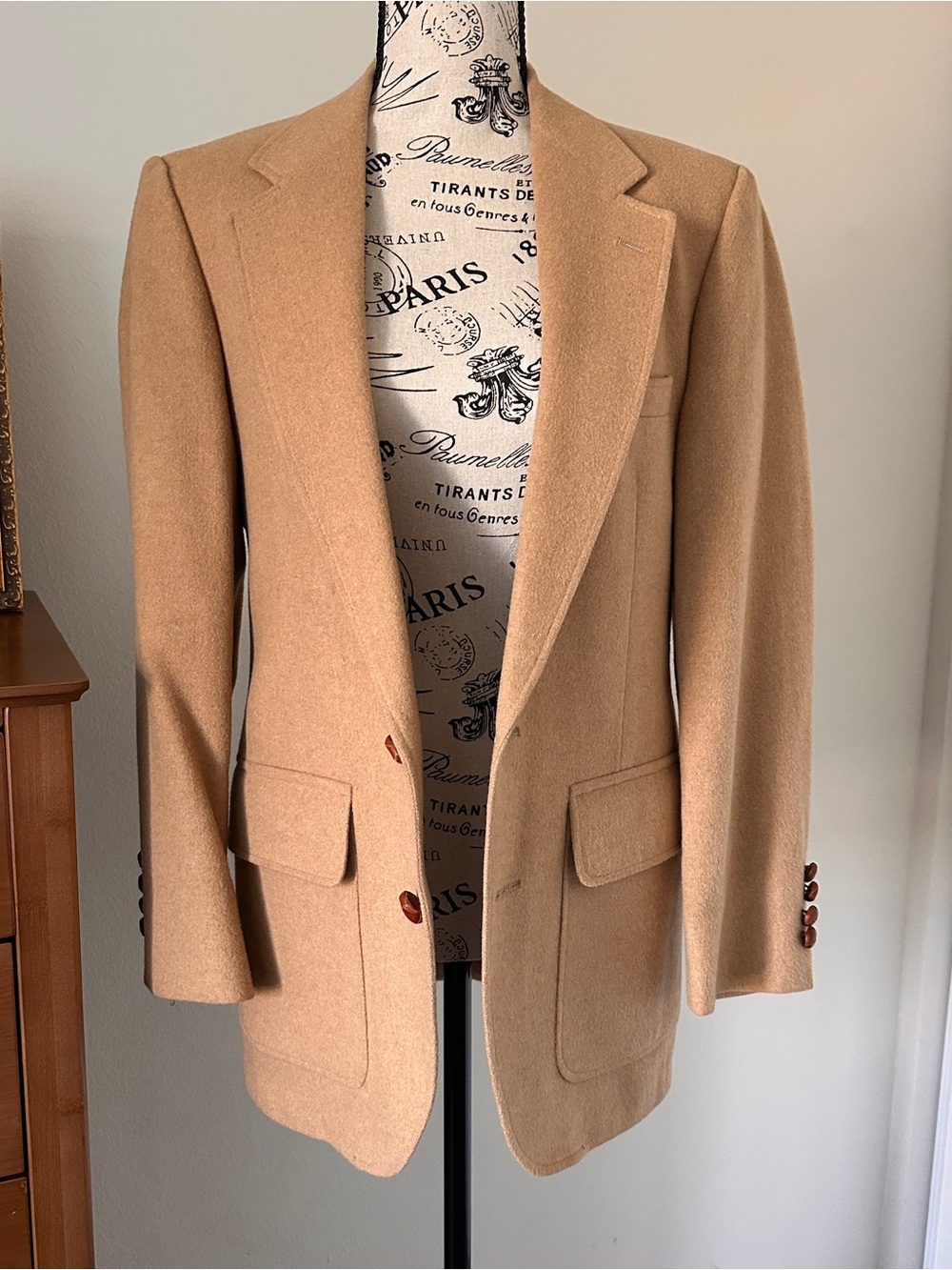 Camel Hair Blazer Men’s 38R Tan Vintage Sport Coat Classic